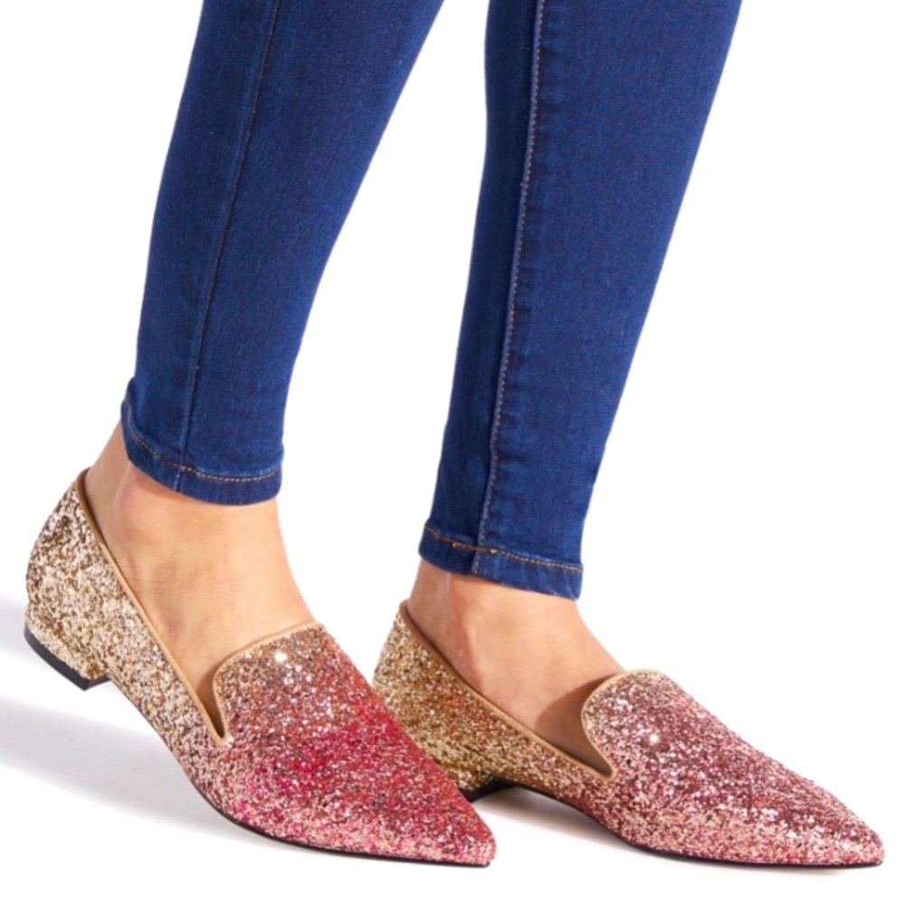 Take 40% Off Avery Ombré Glitter Flats Size 7